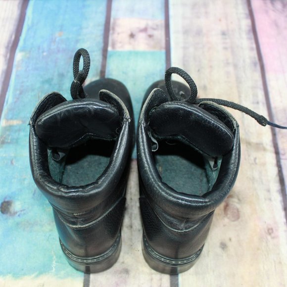 LL BEAN Lace Up Combat Ankle Boots Black Size 7 W - Picture 6 of 9